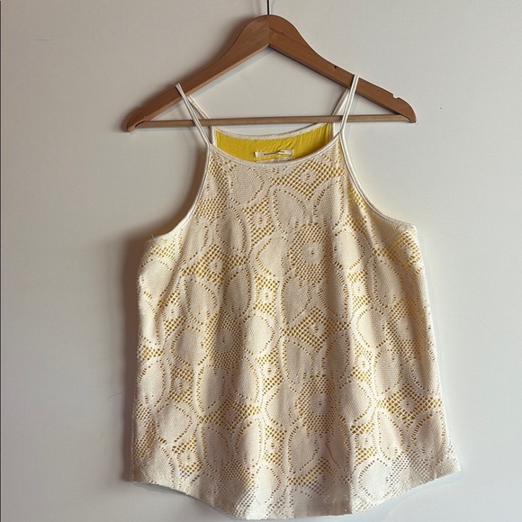 Anthropologie Cosette Camisole Sunflower Crocheted Tank Top Yellow White NWOT - Picture 2 of 12